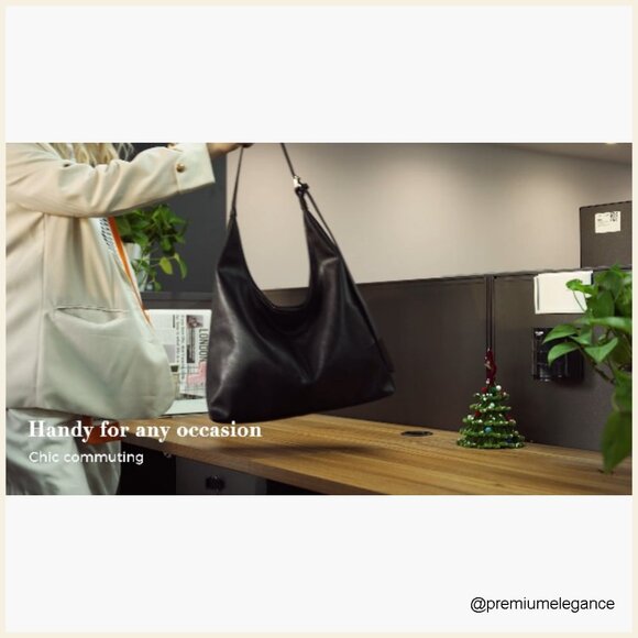 Soft Vegan Leather Hobo Bag Tote Crossbody Shoulder Purse with Pouch - Picture 7 of 7